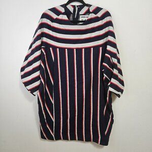 Henrik Vibskov Cotton Striped Dress M Navy Blue Red Avant Garde Lagenlook Scandi